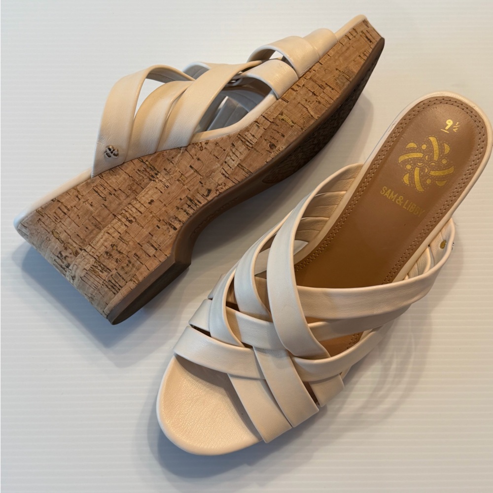 Sam & Libby Cream Wedge Sandals